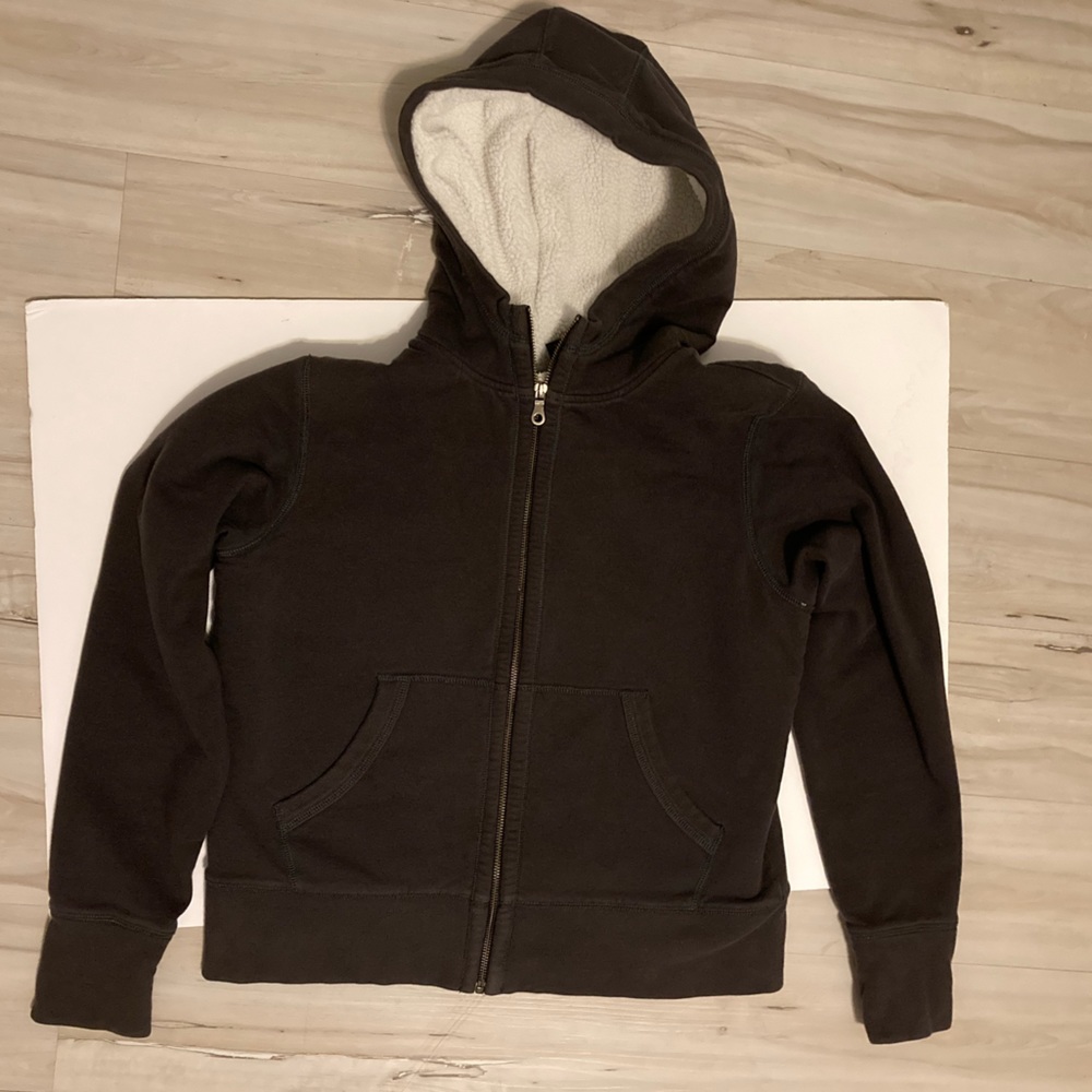 Eddie Bauer Womens Sherpa Lined Large Hoodie Dark Gray